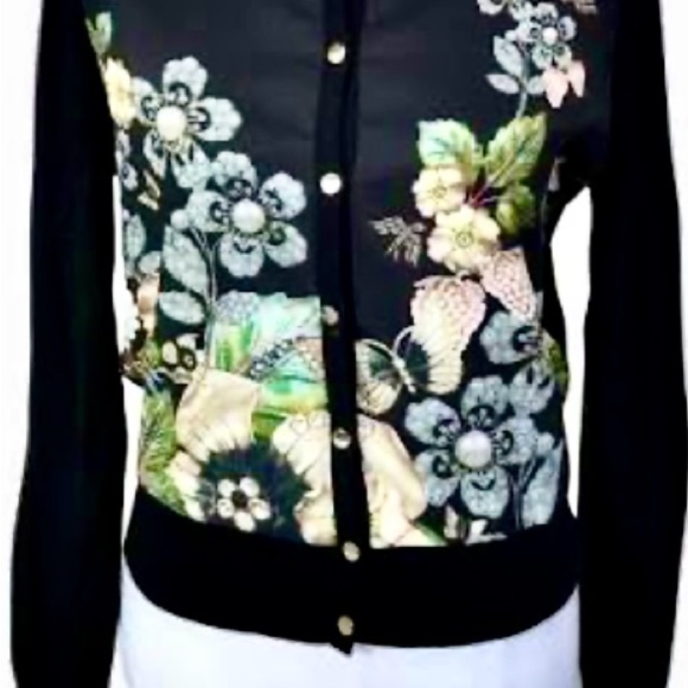 Ted Baker black knited floral cardigan size 2 (S - M)